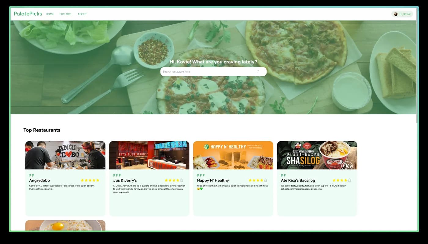 PalatePicks restaurant listing page